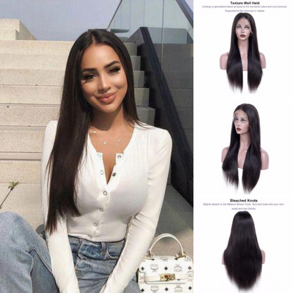 Ustar Lace Frontal Wig 150% Density Straight Natural Black Hair