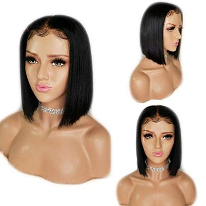 Straight Bob Wig – 13x4 Lace Front Brazilian Virgin Natural Black 100% Human Hair