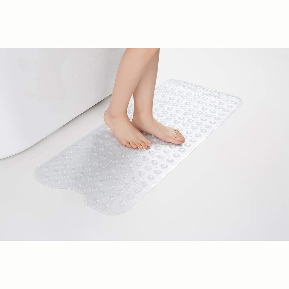 40 x 16 Inches Non-Slip Shower Bath Tub Mat With Suction Cups And Drain Holes, Beige