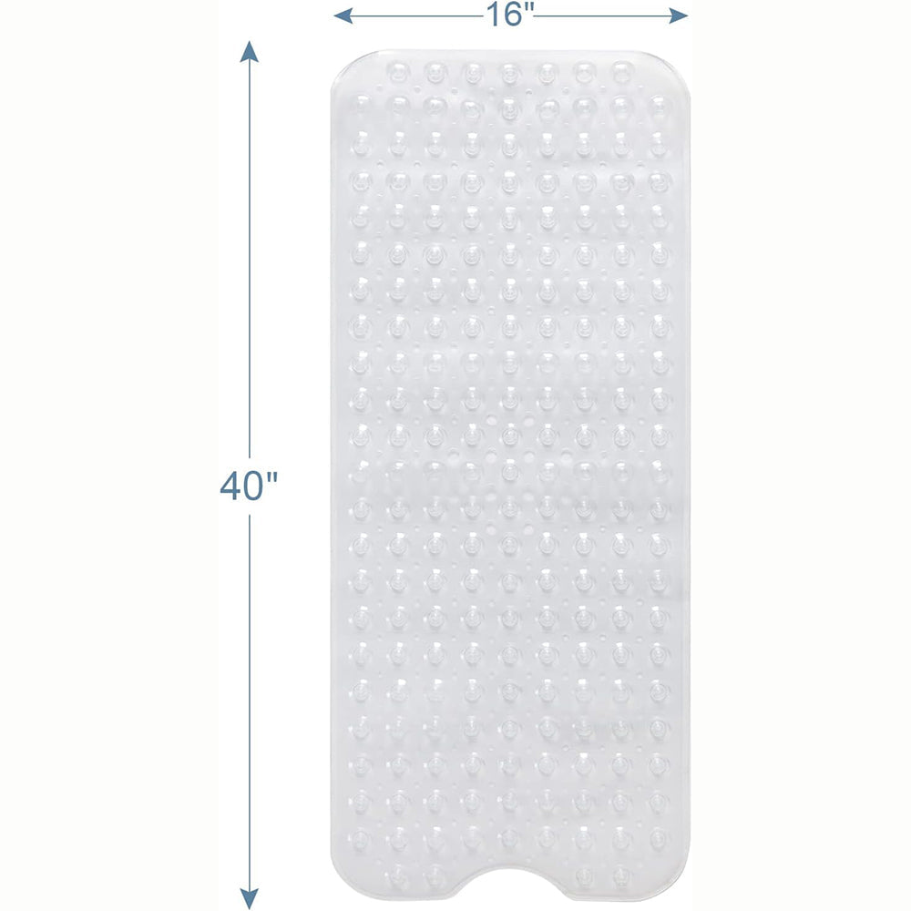 40 x 16 Inches Non-Slip Shower Bath Tub Mat With Suction Cups And Drain Holes, Beige