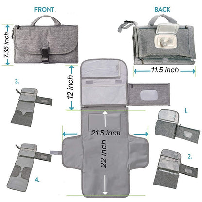 Baby Portable Diaper Changing Pad For Newborn Girl & Boy – Waterproof Travel Changing Station kit