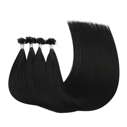 Flat K Tip 100% Double Drawn Human Hair Extension – Straight Black