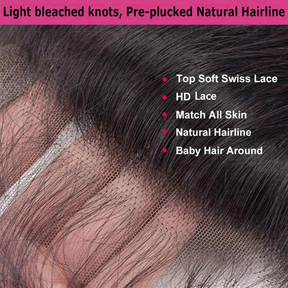 5x5 Transparent Lace Closure Burmese Curl Natural Color Human Hair | Bleached Knots, Free Part