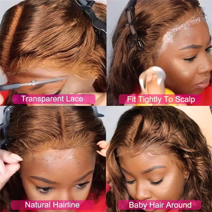 13x4 FULL Lace Frontal Wig  Color #4 Body Wave 100% Human virgin hair Chocolate Brown