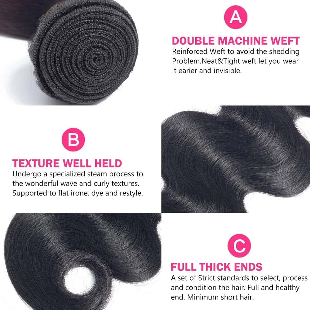 Holiday Deals : Unprocessed Body Wave 3 Bundles hair color #1  jet black 100% Human Hair on sale