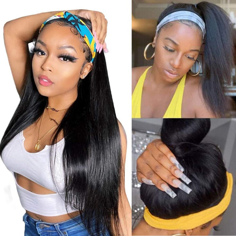  Human Hair Wig Straight Virgin Hair Natural Black