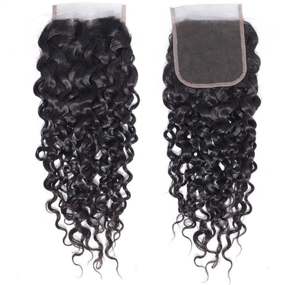 4x4 Lace Transparent Lace Closure Natural Wave Virgin Natural Human Hair | Bleached Knots, Free Part