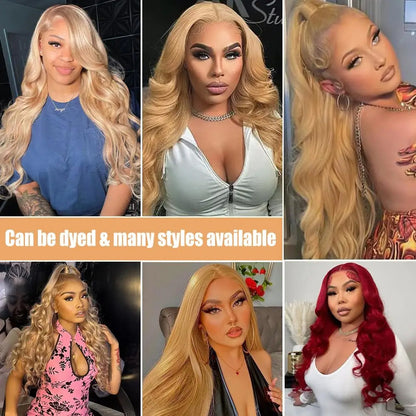 Transparent Lace 13X4 Frontal Wig Color Honey Blonde (#27) Body Wave  200 Density 100 Remy Human Hair Honey Blonde