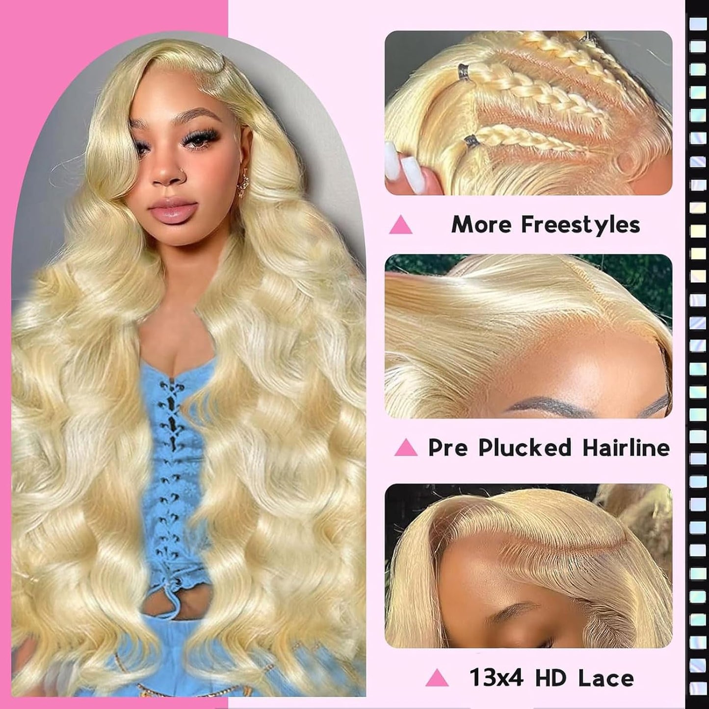 13x4 HD Lace Frontal 613 Blonde Body Wave 100% Human Hair Swiss Lace, Skin-melt Lace, Invisible Lace – Ear to Ear