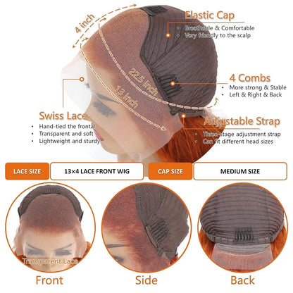 Reddish Brown Body Wave Wig – 13x4 Lace Front #350 180 Density 100% Human Hair