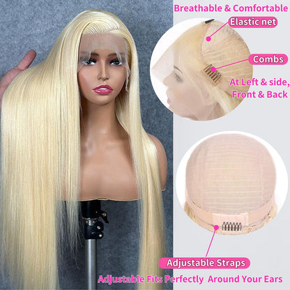 Transparent Lace 13x4 Frontal Wig Color Blonde(613) Straight 100% Human Hair