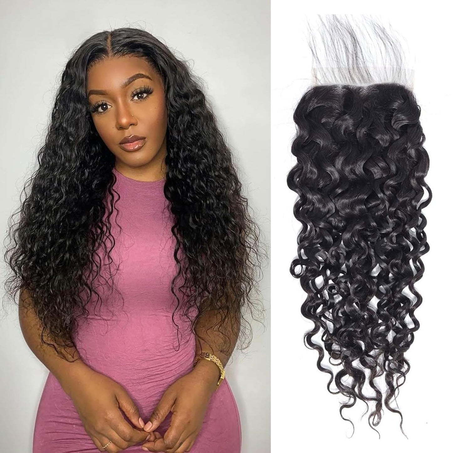 5x5 HD Lace Closure Water Wave – Brazilian Natural Virgin Remy Human Hair | Pre-Plucked, Skin-Melt HD Lace