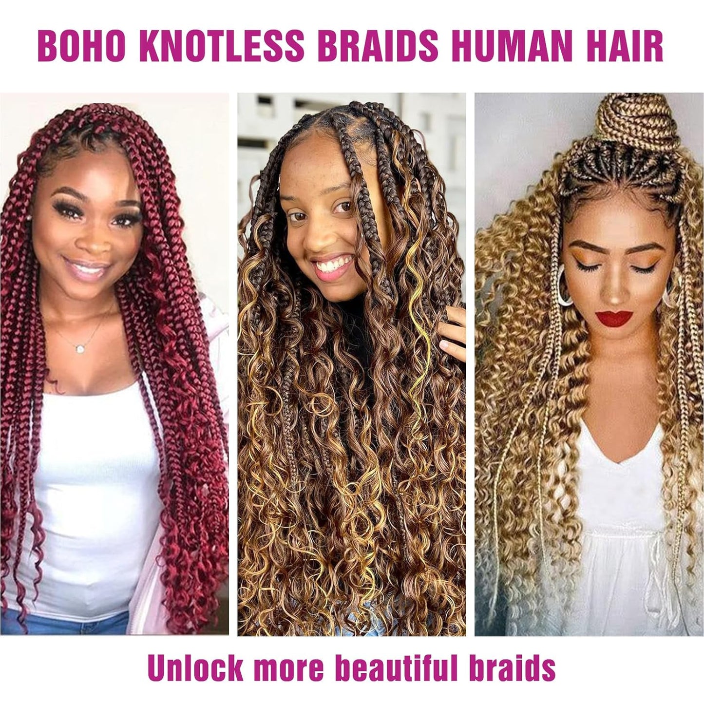 Color #27 Human Braiding Hair Deep Wave Bulk 100% HumanMink Hair 100g/Bundle 20inch 22inch