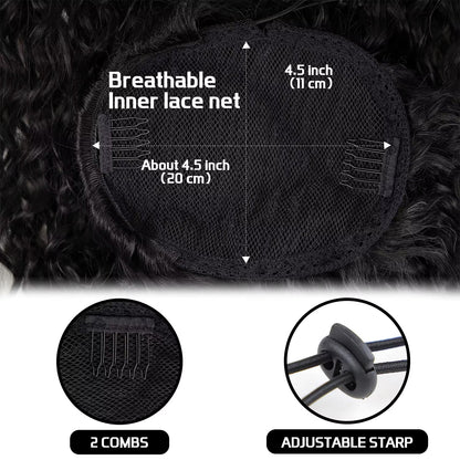 Mink Hair Clip in Draw String Ponytail Body Wave Deep Wave – 100% Human Hair, Adjustable Drawstring, Instant Glam