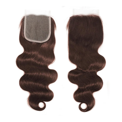 4X4 Lace Closure Body Wave Medium Brown (#4) Color 100% Human Hair Closure – Transparent Lace, Natural Look