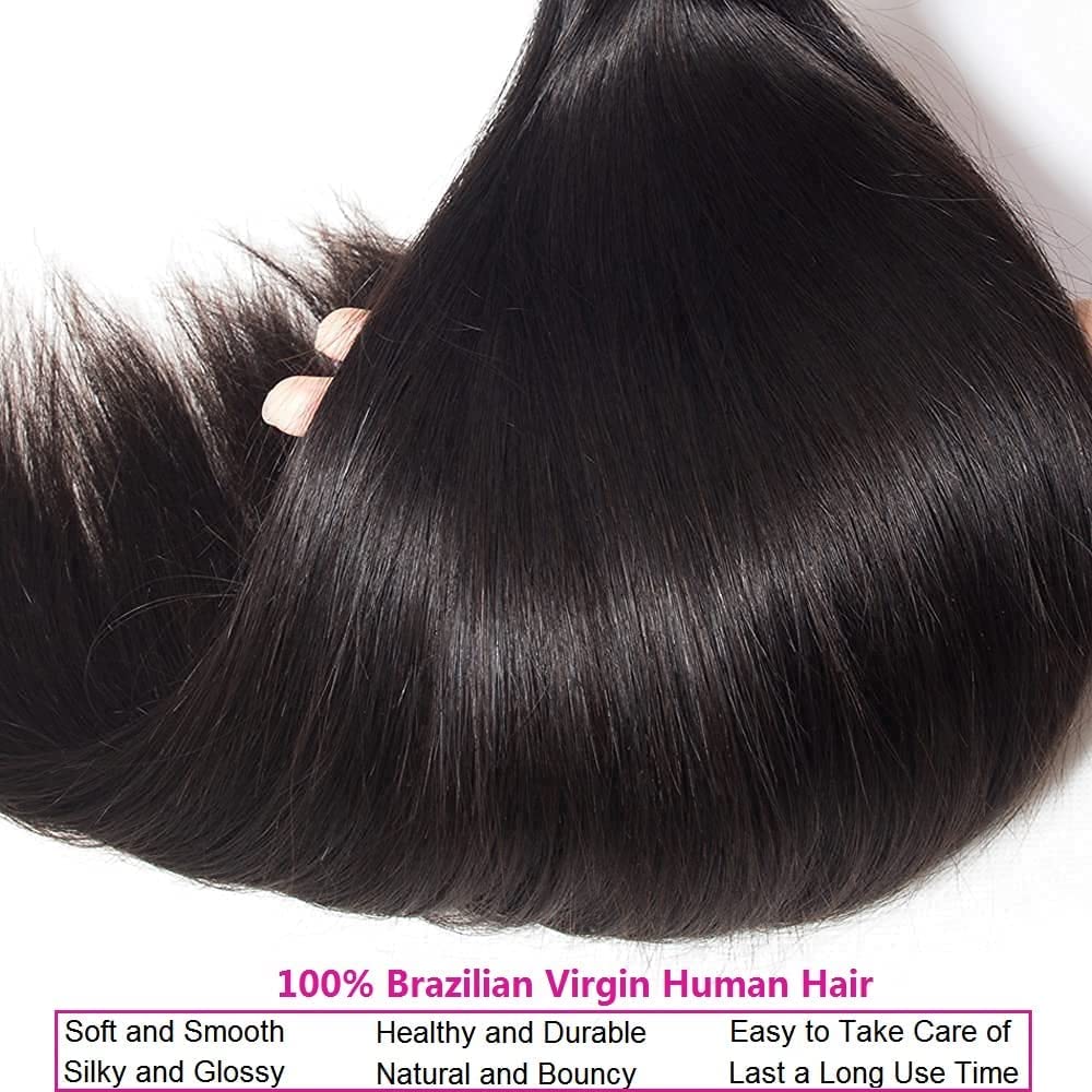 3 Bundle Virgin Human Hair Straight Unprocessed Hair Jet Black Color