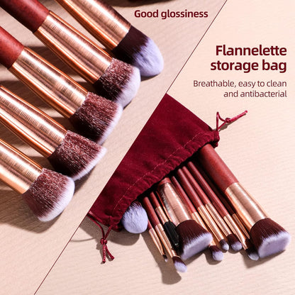 Makeup Brushes BS-MALL 16 Pcs Premium Synthetic Foundation Powder Concealers Eye Shadows Tools in Eye-Catching Red