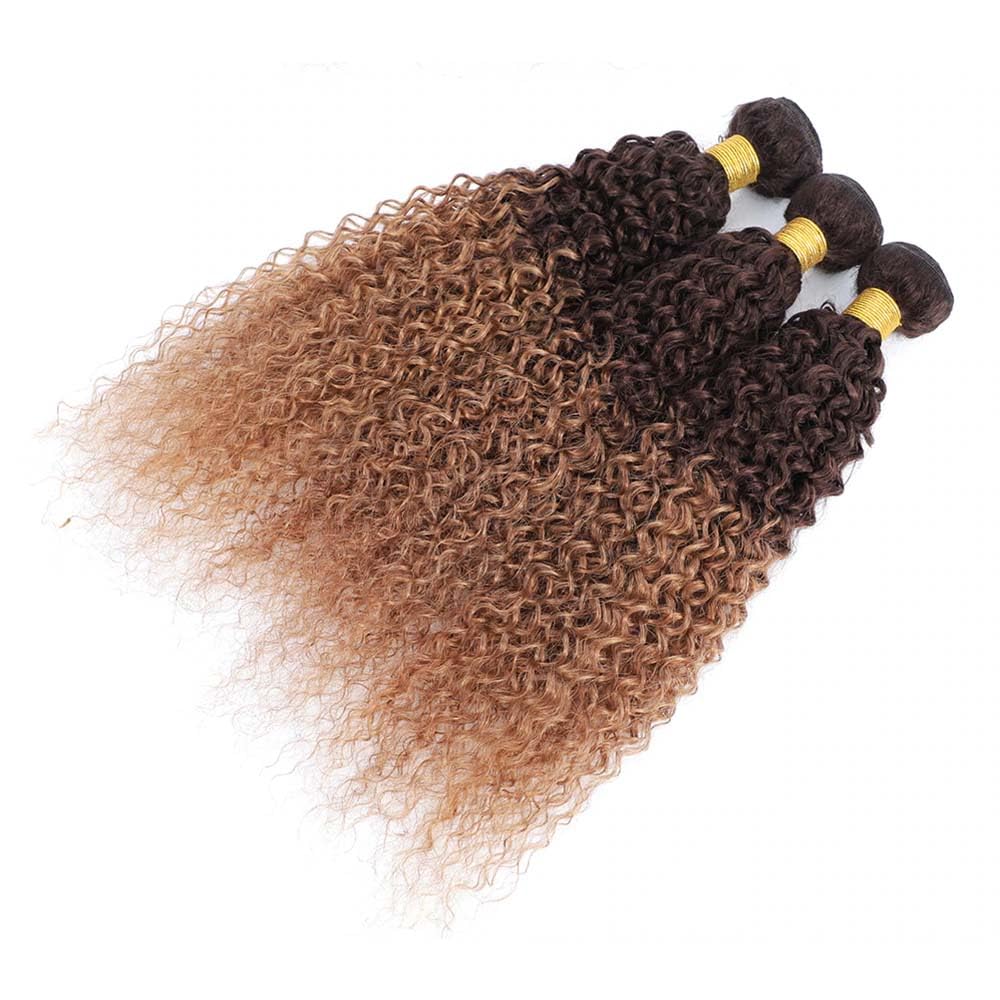 Ombre Dark to Light Brown (4/30) Jerry Curl 100% Virgin Human Hair Bundles | Natural Brown Gradient