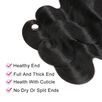 3 Bundles with 5x5 HD Lace Closure Body Wave 100% Virgin Human Hair