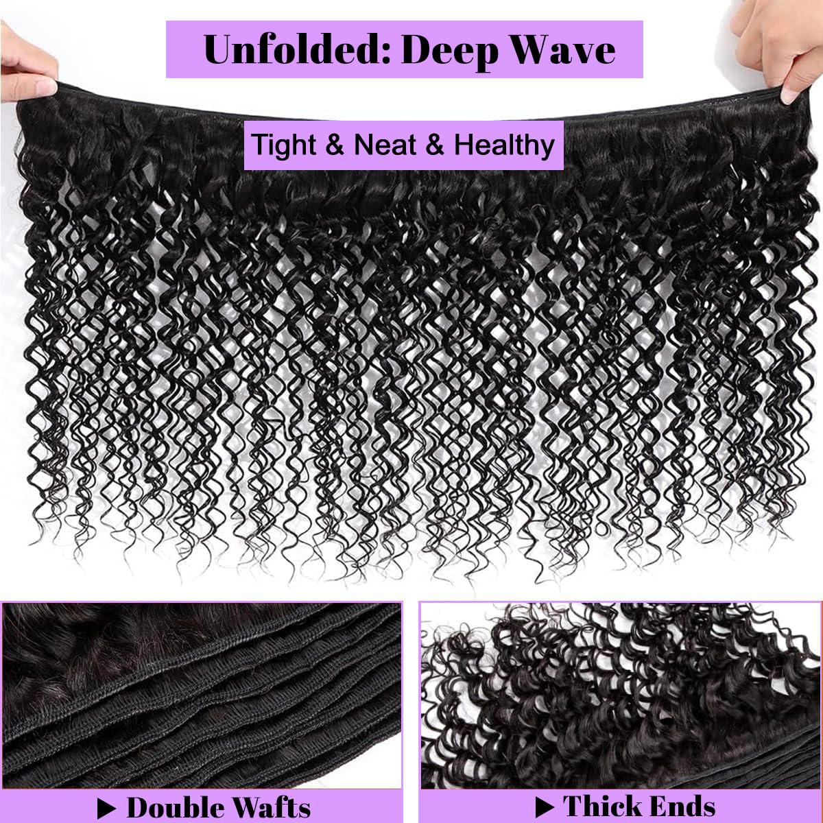 Natural Black Mink Deep Wave Hair Bundles – 100% Unprocessed Virgin Remy Human Hair