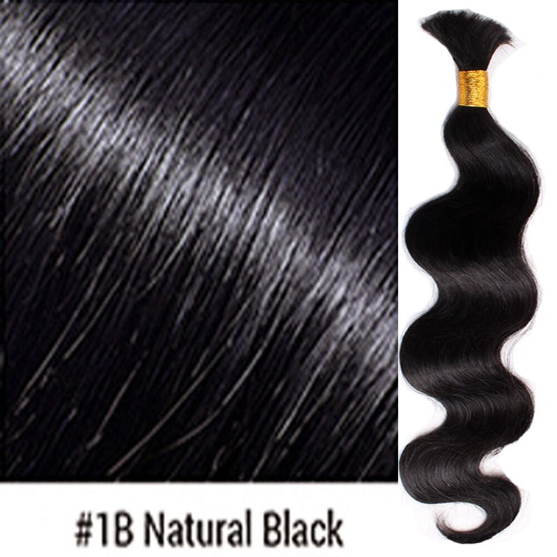 100% Human Hair Boho Braiding Hair - Body Wave Natural Black 100g/Bundle