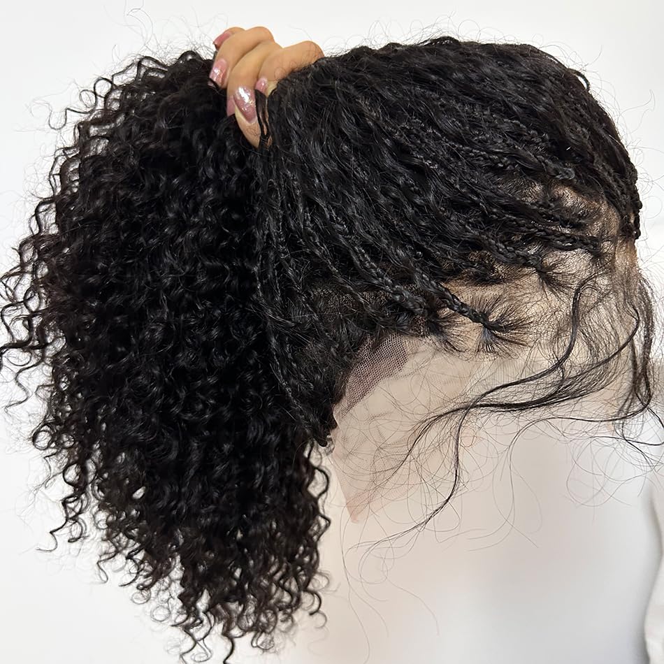 BOHO Braids Wig Full Lace High Quality 100% Human HairBraided Light Weighted Color Black