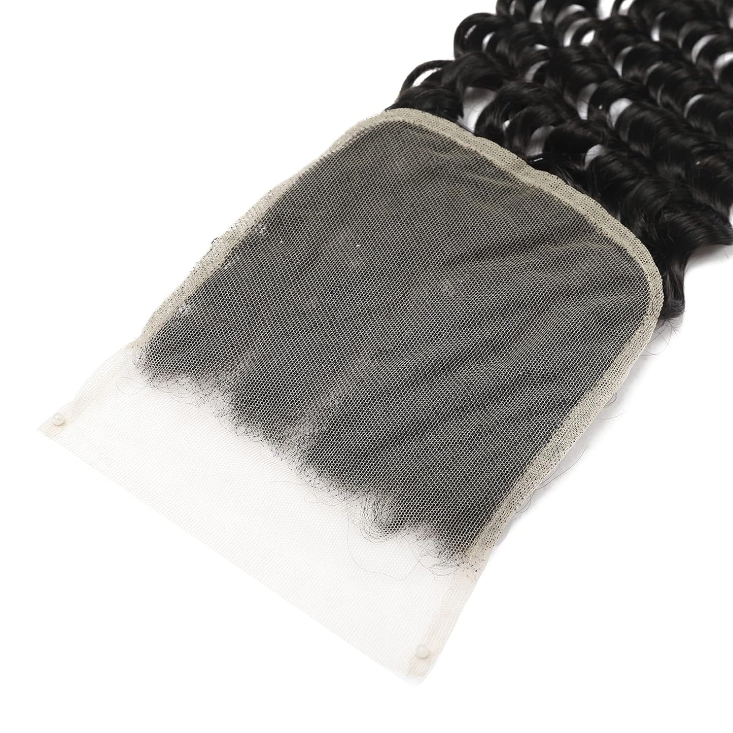 5x5 Transparent Lace Deep Wave Lace Closure Brazilian Virgin Human Hair | Free Part, Bleached Knots
