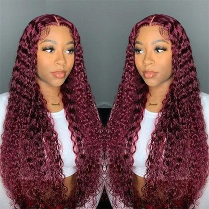 3 Bundles with 13x4 Lace Frontal Jerry Curl Color #99J Burgundy Brazilian Virgin Hair