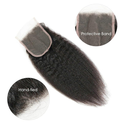 5x5 HD Lace Closure Kinky Straight – Natural Black 100% Human Mink Hair | Pre-Plucked, Skin-Melt HD Lace
