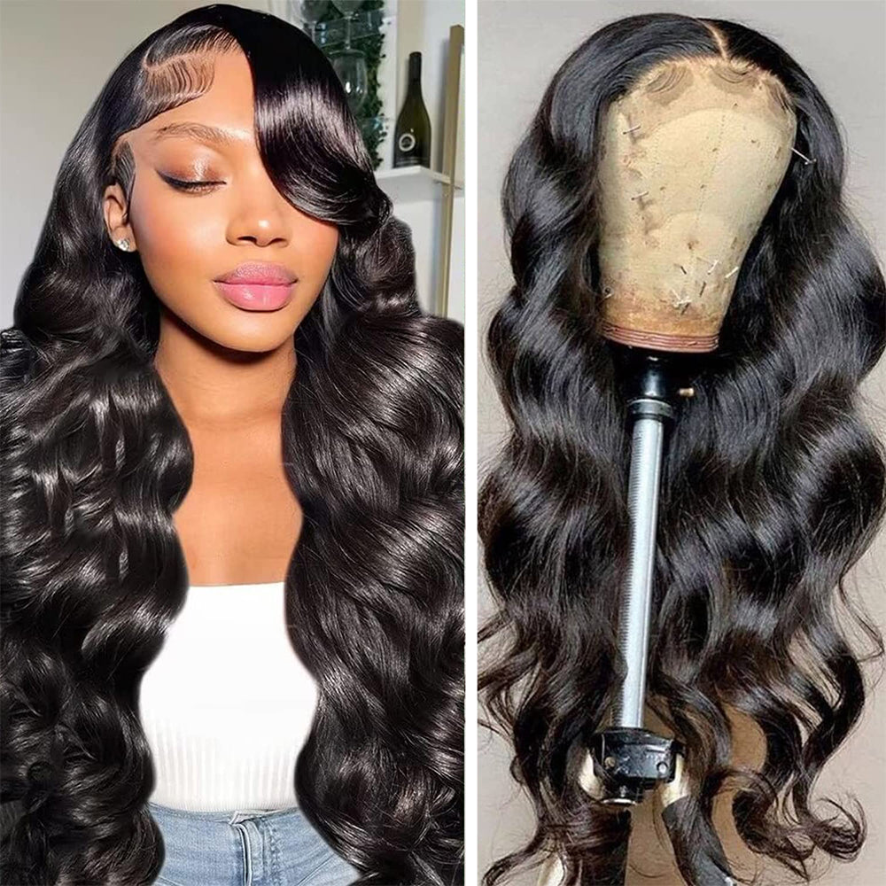 Full Lace Wig Loose Wave Natural Black 100% Human Hair whole head lace Wig
