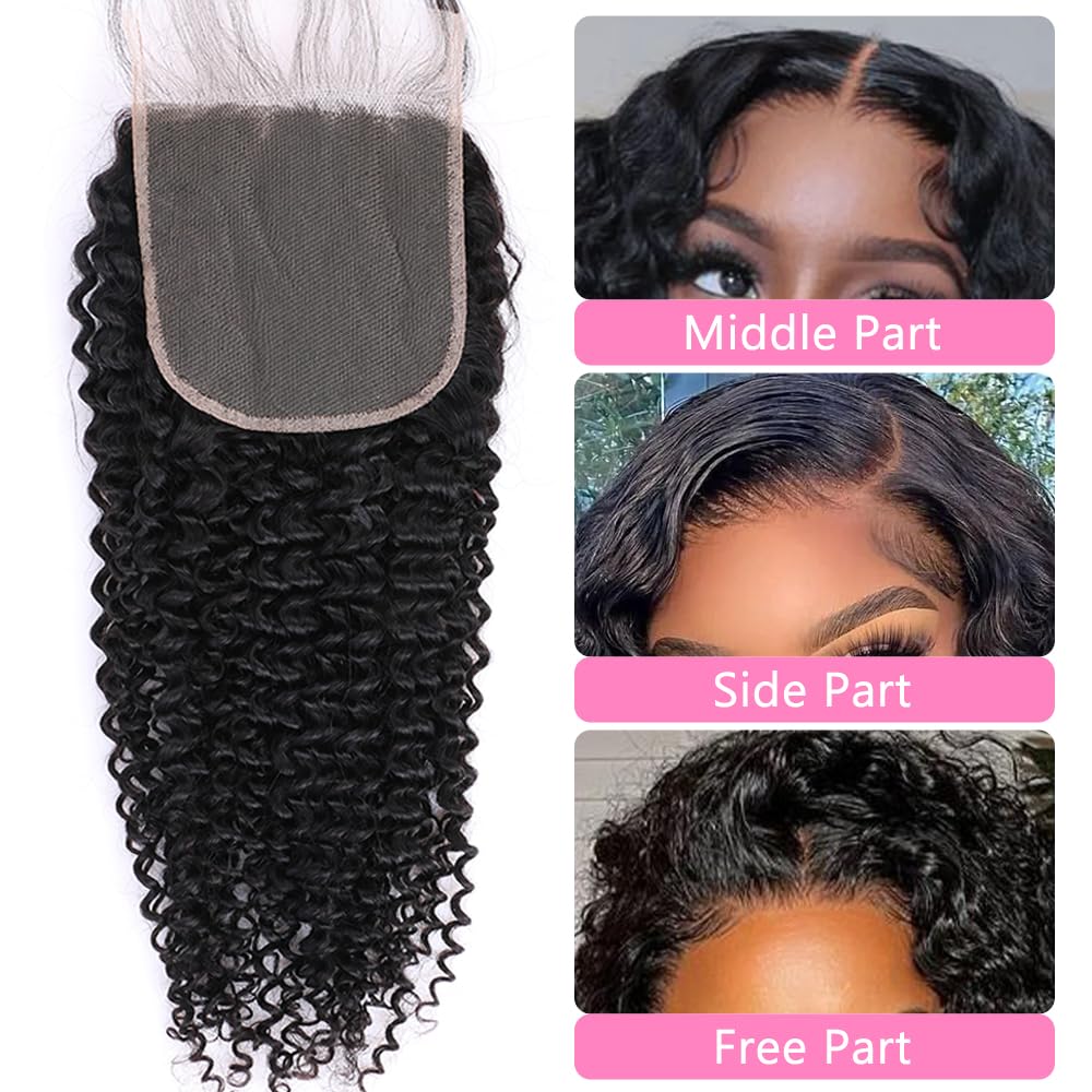 5x5 Transparent Lace Jerry Curl Lace Closure Brazilian Virgin Human Hair | Free Part, Bleached Knots