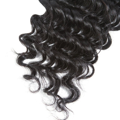 3 Bundles with 5x5 HD Lace Closure Deep Wave 100% Virgin Human Hair