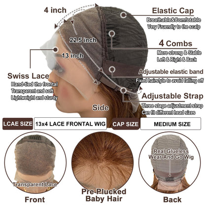 Chocolate Brown Loose Wave Wig – 13x4 Transparent Lace Front #4 100% Virgin Human Hair