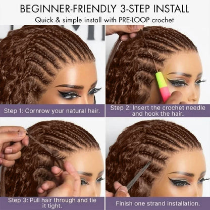 #4P27 Deep Wave Crochet 100% Human Hair - Dark Brown to Honey Gold Boho Braiding Hair For Miracle Knots (50g/Pack)