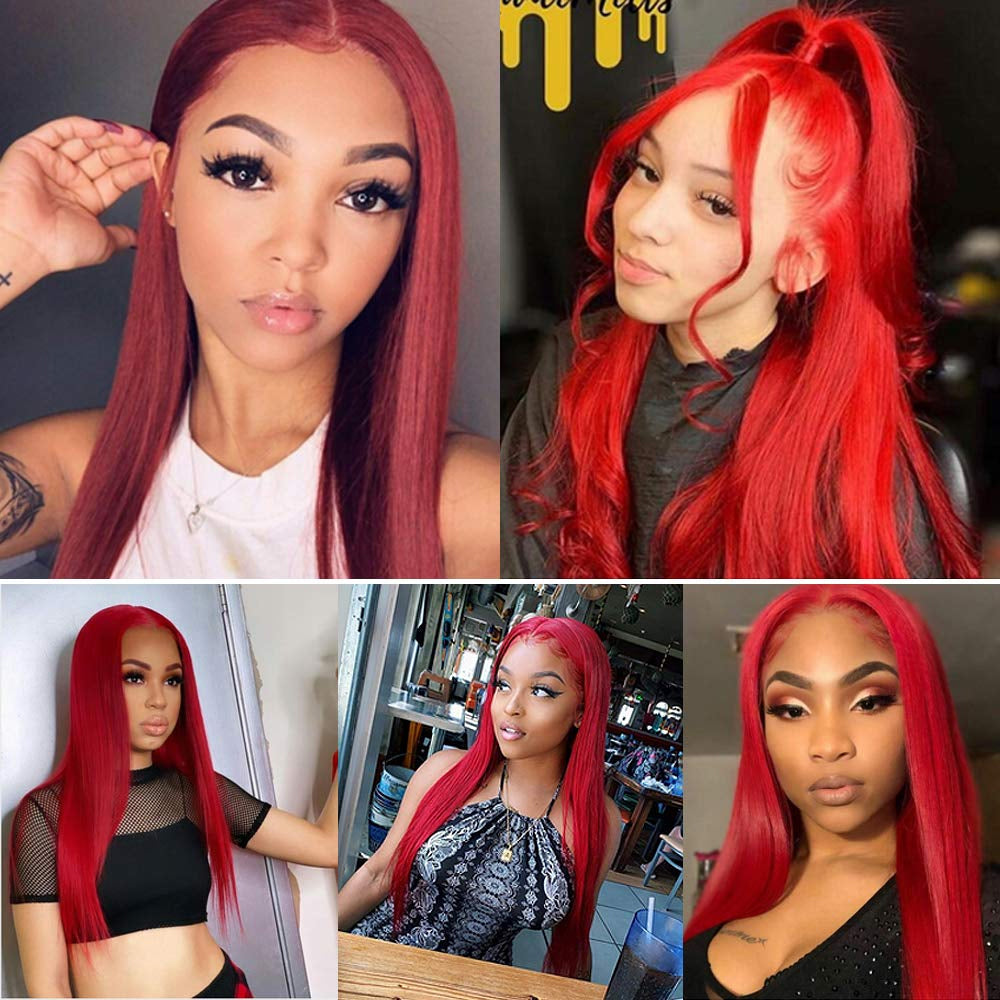 Red Straight 13x4  wig