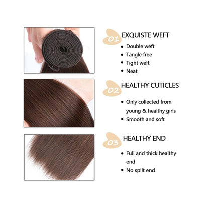 Holiday Deals: Straight Dark Brown (2#) 100% Human Hair