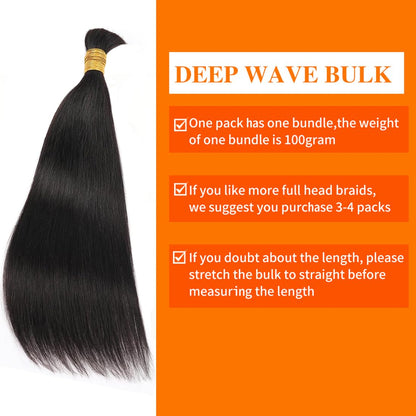 Boho Braiding 100 Human Hair natural black - Straight, Body Wave, Deep Wave, loose deep, Natural Wave, Jerry Curl, Water Wave 100g/pack