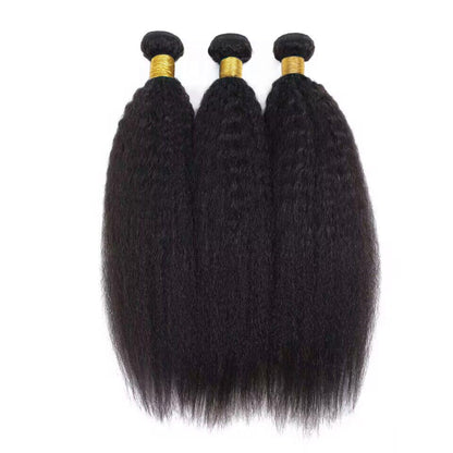 Kinky Straight 100%  Human Hair Bundles – Natural Black 10A Brazilian Virgin Hair 8"-30"