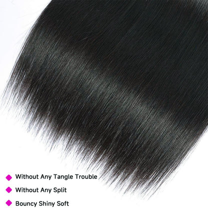 12A Premium Indian Straight Hair Bundles – Jet Black #1 Silky Unprocessed Human Hair Extensions | Machine Double Weft 10"-24"