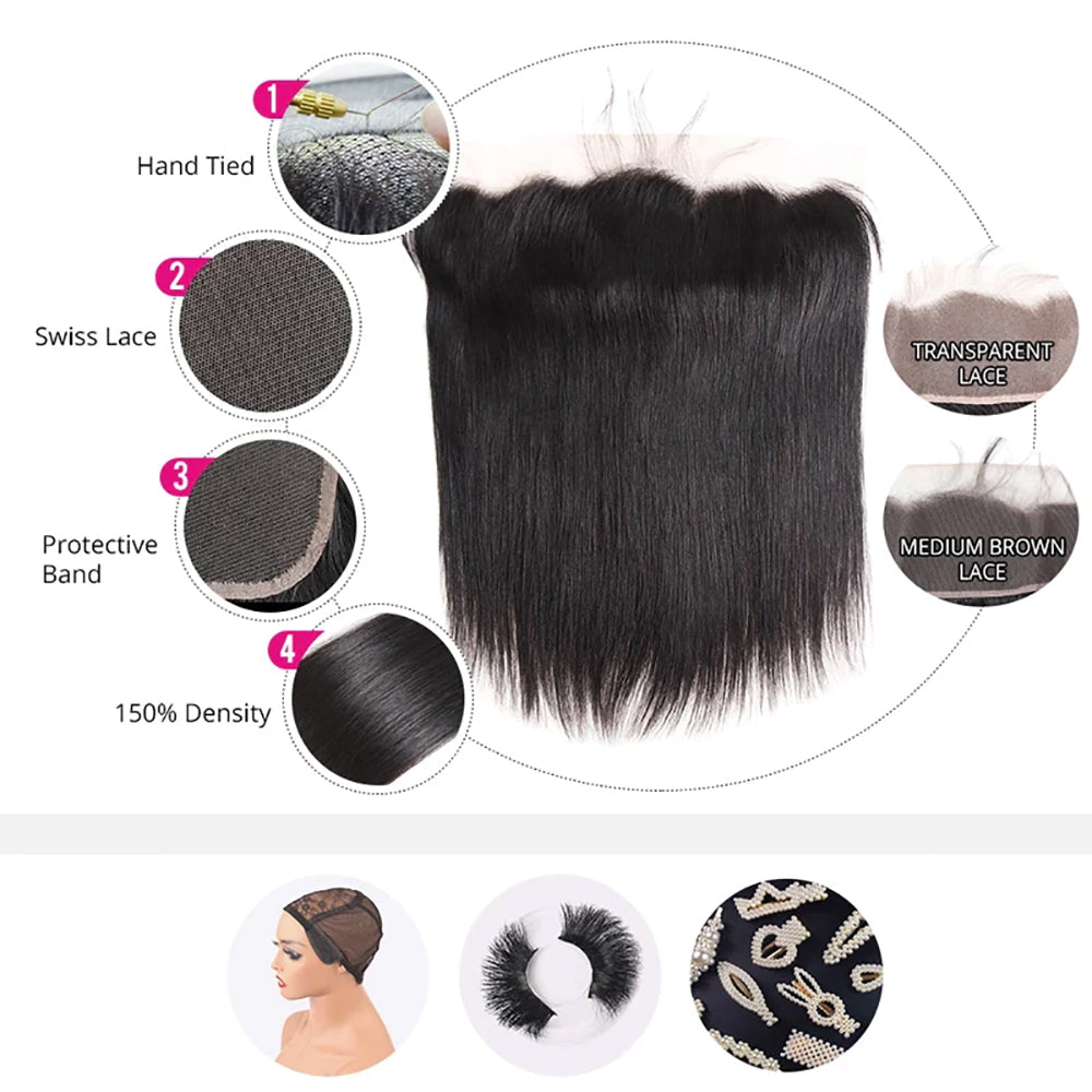  Lace Frontal Brazilian Virgin Human Hair 
