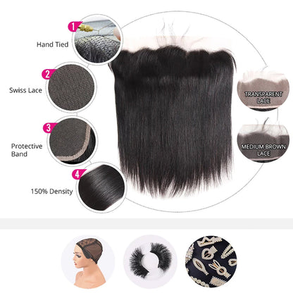 Lace Frontal Brazilian Virgin Human Hair 