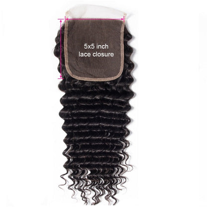 5x5 HD Lace Closure Deep Wave – Natural Black High Quality Human Hair | Pre-Plucked, Skin-Melt HD Lace