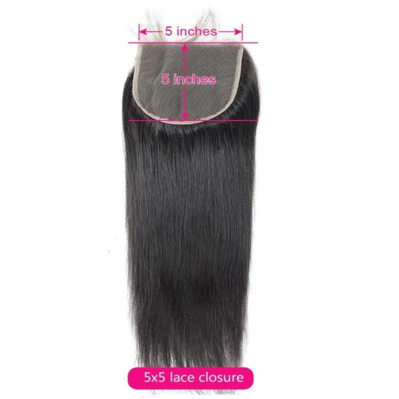 5X5HD Closure Straight Natural Black Closure High Quality Human Hair BW DW