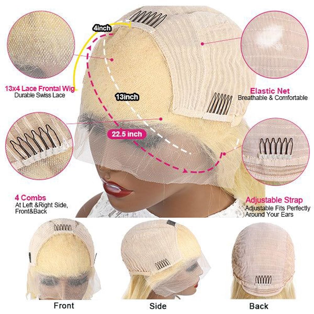 Blonde 613 Straight Bob Wig – 13x4 & 13x6 HD Lace Front Bleached Knots 100% Human Hair