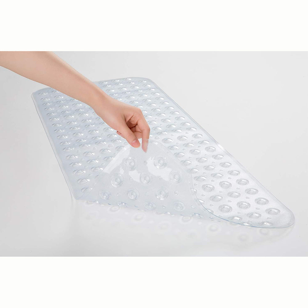 40 x 16 Inches Non-Slip Shower Bath Tub Mat With Suction Cups And Drain Holes, Beige