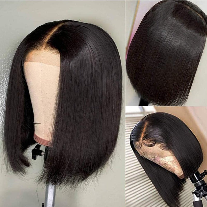 Short Bob Wig – 13x4 Transparent Lace Front 100% Virgin Human Hair