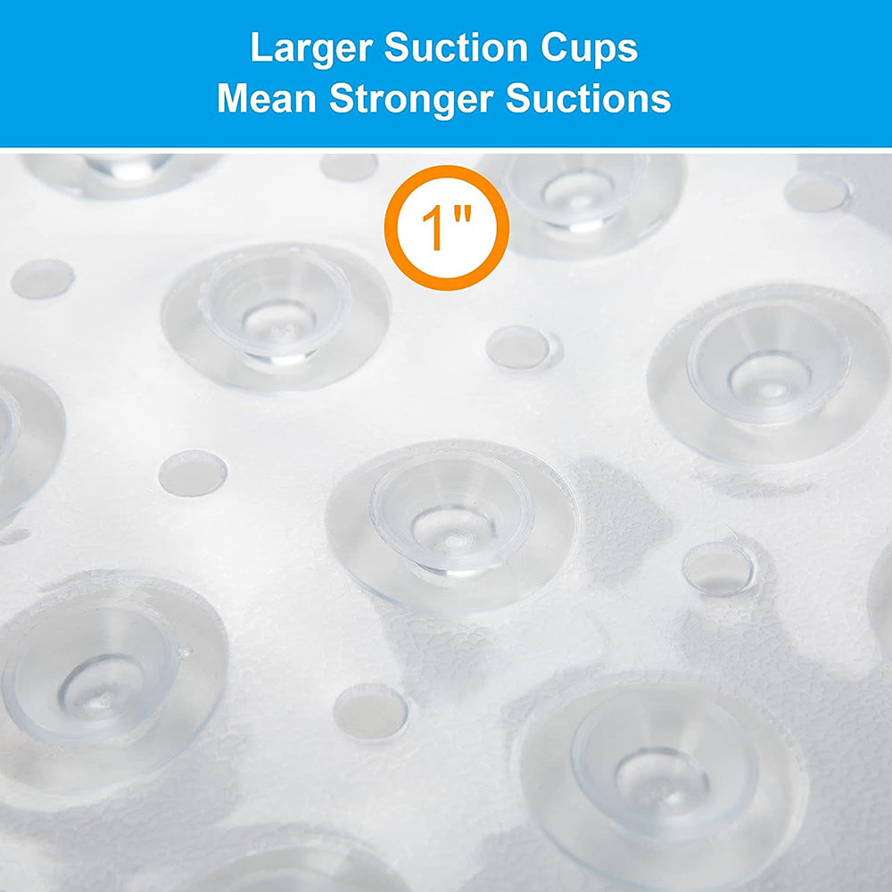 40 x 16 Inches Non-Slip Shower Bath Tub Mat With Suction Cups And Drain Holes, Beige