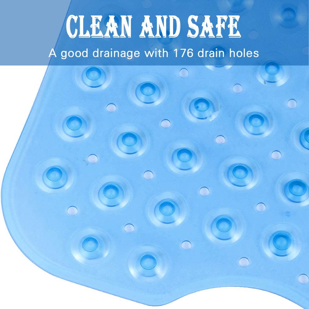 40 x 16 Inches Non-Slip Shower Bath Tub Mat With Suction Cups And Drain Holes, Beige