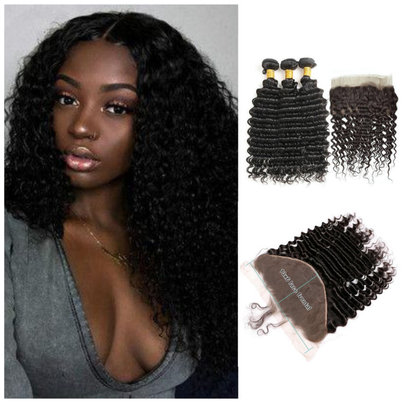 Natural Black Virgin Brazilian Deep Wave