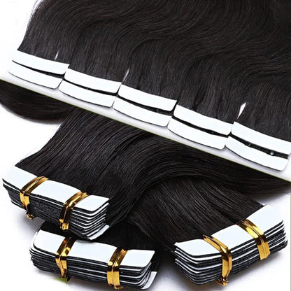 Premium Tape-in Human Hair Natural Color Body Wave – 20Pcs/Pack, Virgin Raw Hair, No Tangle, Seamless Blend